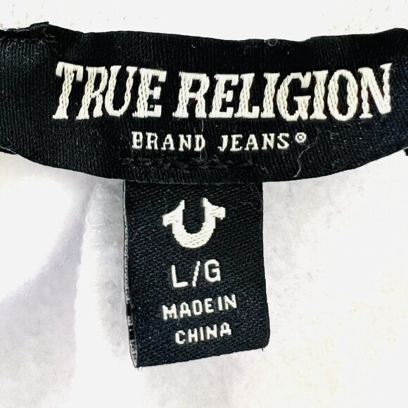 NWOT True Religion Women's White Color Block Lounge Sweat Shorts Size Large - Picture 7 of 8